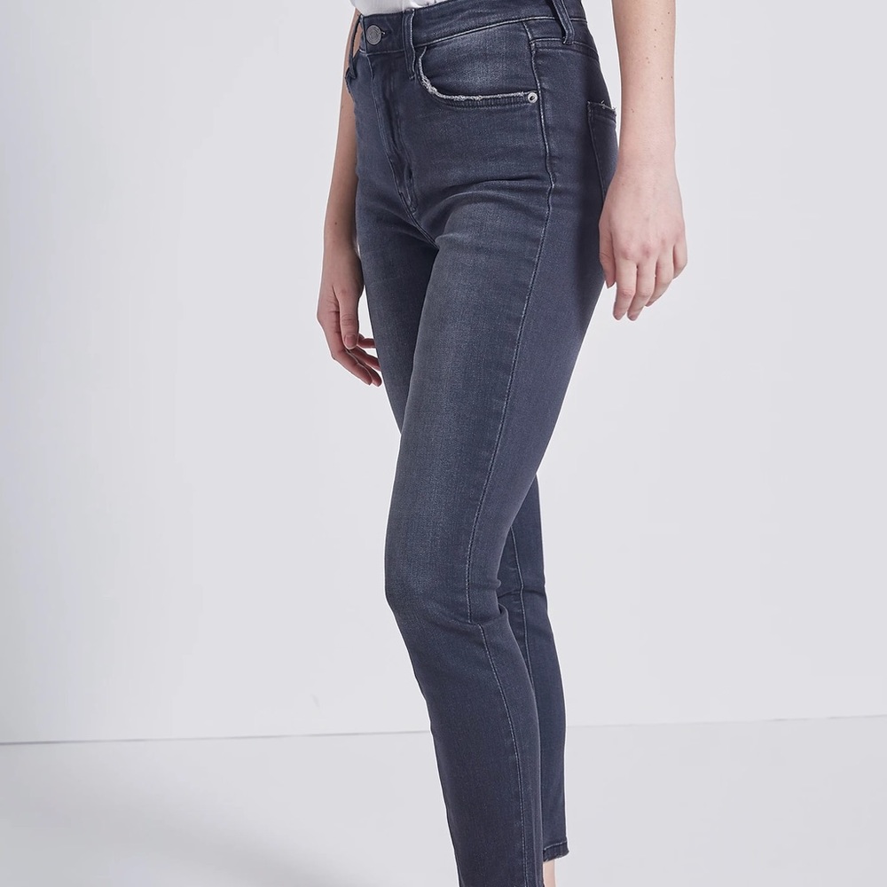 Current Elliott The High Waist Stilletto Jean Everett Zip Washed Black Classic